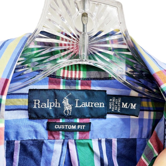 Ralph Lauren Madras Plaid Shirts Lot of (3) Medium Long Sleeve Button Up *READ* - Picture 9 of 10
